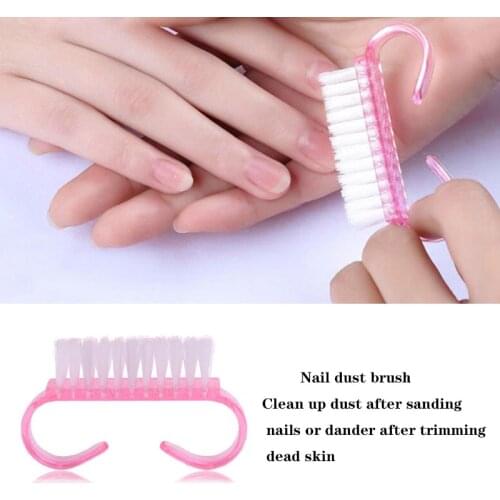 1 Piece Nail Cleaning Brush Pink Horn Brush Acrylic UV Gel Polishing Plastic Makeup Remover Powder Dust Removal Nail Care Tools