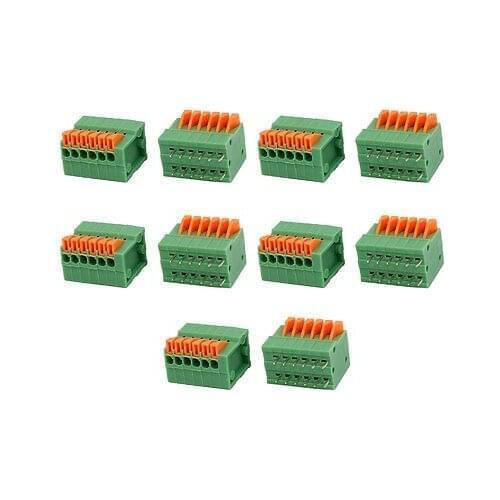 10pcs KF141V 150V 2A 2.54mm Pitch 6P Spring Terminal Block for PCB Mounting