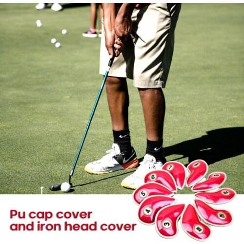 10Pcs/set Iron Head Covers Club Water-resistant PU Leather Fit Durable Golf Head Cover Set For Titleist Callaway Club Heads