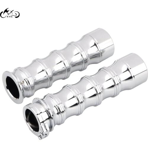 2 Pcs Chrome CNC Billet Aluminium Handlebar 1'' Hand Grips For Harley Dyna Electra Street Glide FLHT FLHX Road King FLHR V-Rod