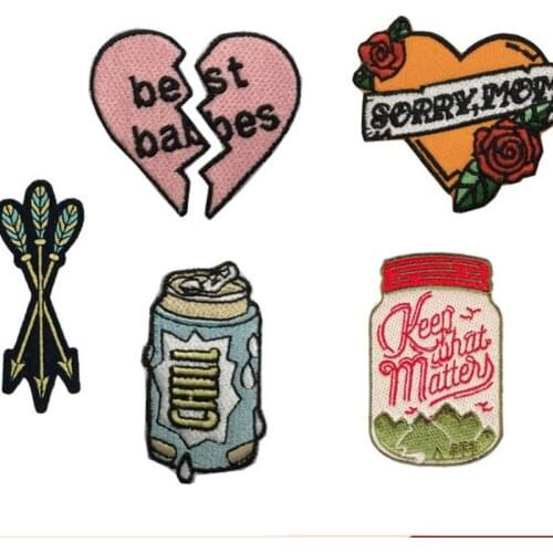 20pcs/lot Embroidery Patch Love Heart Rose Sorry Arrow Chill Letter Clothing Decoration Sewing Accessories Craft Diy Applique