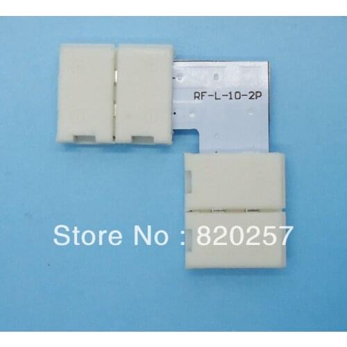 Free shipping 20pcs lot 10mm width 2pin led strip middle connectors L shape without soldering for 10mm single color strip