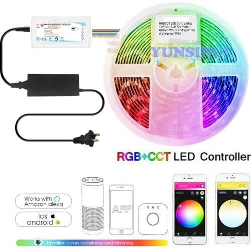 5M 10M ZIGBEE 3.0 Controller Smart 5050 RGBCCT RGB+W+CW LED Strip Band Light Waterproof Work with Smartthings Echo Plus H-U-E