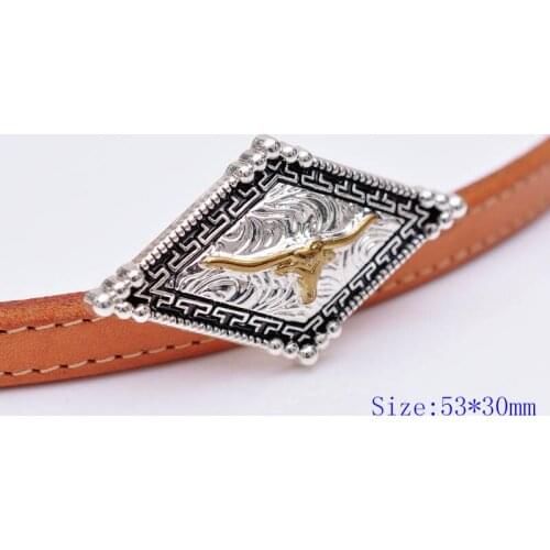 5PC 53X30MM Western Gold Silver Longhorn Bull Saddles Rhombus Decor Conchos Set