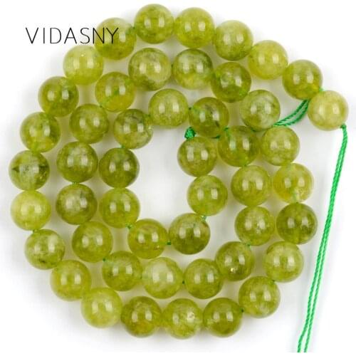 6/8/10mm Mineral Green Peridot Stone Beads Round Spacer Loose Beads For Jewelry Making Diy Bracelet Necklace Accessories 15"