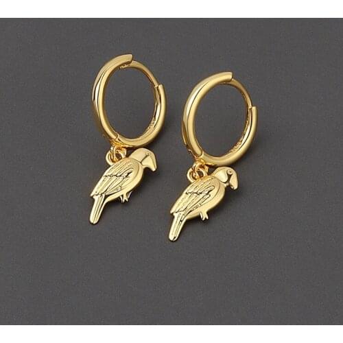 Binmonray 925 Sterling Silver Cute Lark Owl Hoop Earrings Fashion Animal Small Circle Dangle Chic Earring for Women Gift Jewelry