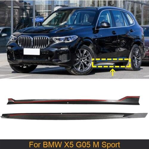 Car Side Bumper Skirts for BMW G05 X5 M Sport 2019 2020 Auto Racing Side Skirts Body Kit Extension Lips Carbon Fiber