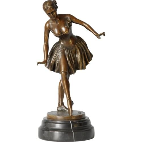 Bronze Ballet Dance European Woman Statue Modern Female Sculpture Art Marble Base Hot Casting Girl Birthday Gifts