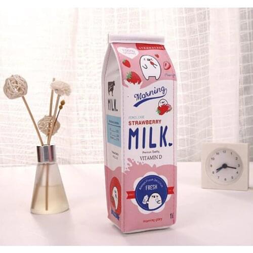 Character red milk box bag style pencil case kids pencil bag children cartoon school supplies stationery pu material estojo