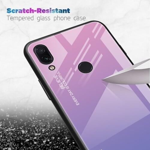 Phone Case Aurora Gradient Scratch-Proof Protective For Xiaomi Redmi Note 7 6 5 Pro 6A Global A2 Lite Back Tempered Glass Shell