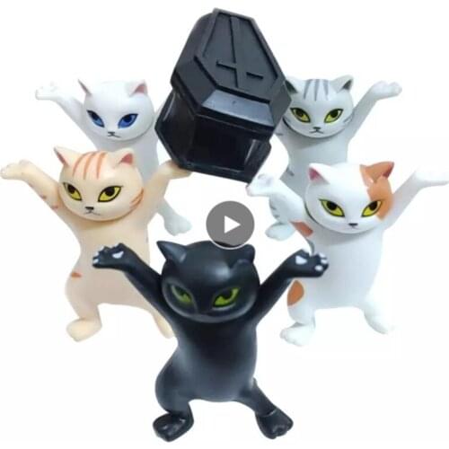 Cat Ornaments Cat Pen Holder Black Bracket Dancing Pallbearers Cosplay Props Models Toys Action Figure Display Funny Accessories