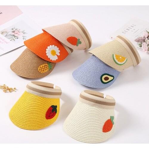 Children Sweet Fruit Adjustable Size Sun Hat Kids Baby Boys Girls Sunshade Straw Hat Caps Soft Hollow Sun Hat Breathable Cap