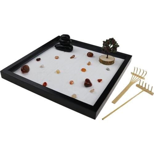 Patio Yard Mini Zen Garden Rocks Sand Table Holiday Miniature Rake Rocks Stones