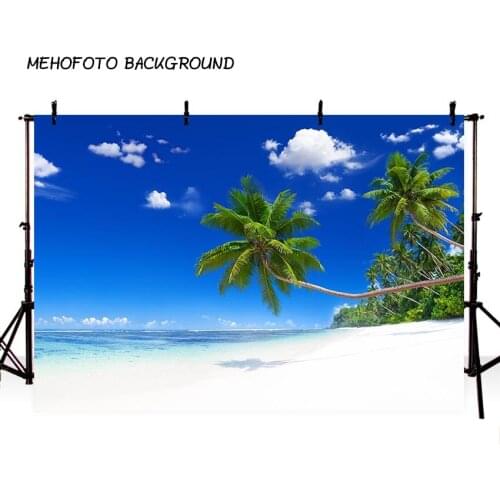 Photography Backdrop Summer Blue Sky Sea Sunny Beach Coconut Tree Background Photophone Photocall Photo Studio Prop F3259