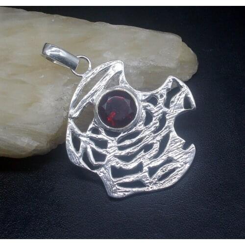 Gemstonefactory Jewelry Big Promotion 925 Silver New Arrival Unique Red Garnet Women Ladies Gifts Necklace Pendant 1341