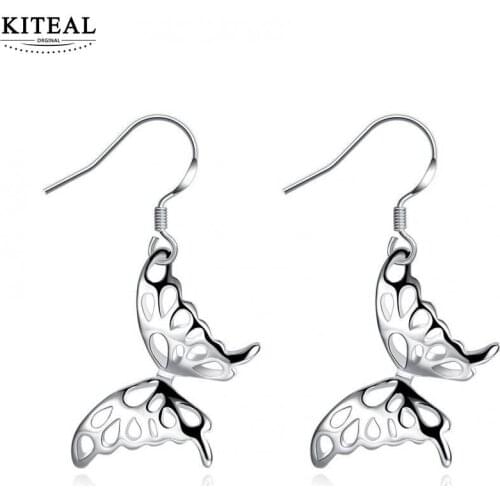 KITEAL summer style silver color earring for female butterfly pendientes to us bear prices in euros