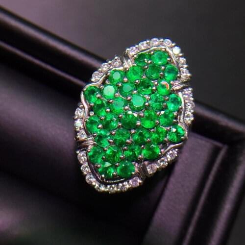 Emerald Ring 7.5ct Pure 18 K Gold Jewelry 100% Natural Emerald Gemstone Diamond Female Wedding Rings for women Fine Ring