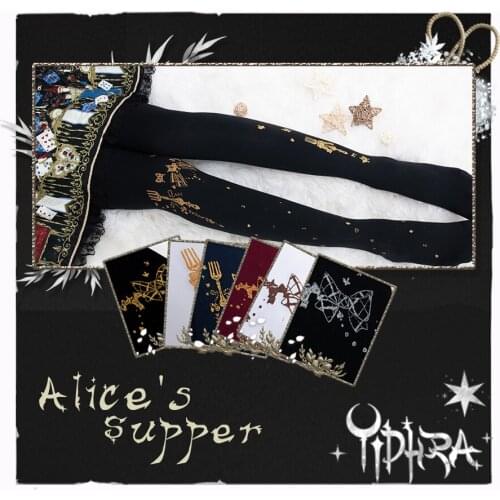 Alices Supper Gold Stamping Printing Lolita Tights Pantynose Retro Gothic girl Palace Style Over Knee Stockings Autumn Winter