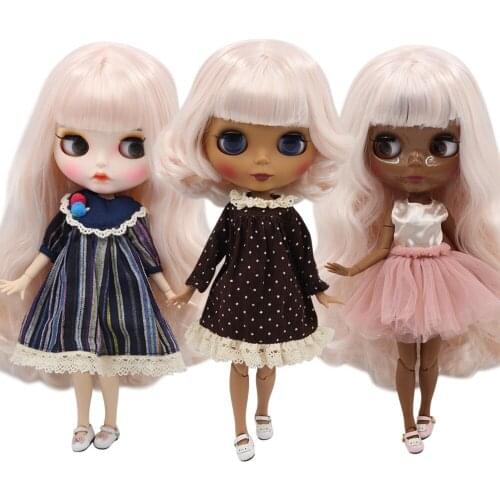 ICY DBS Blyth doll customized face with pink mixed white hair joint body for 1/6 bjd for girl gift BL136/2352