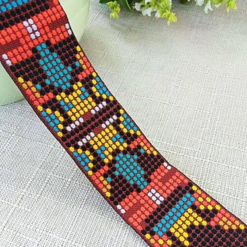 High quality embroidery webbing 50MMX10yard woven Jacquard Ribbon Trims For Clothing Straps Belt guitar Accessory