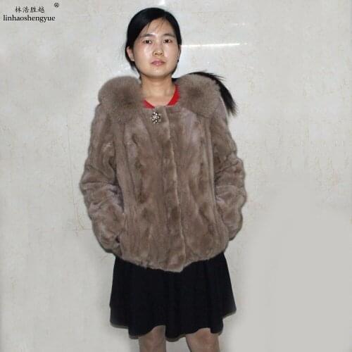 Linhaoshengyue 2017 Winter Real Mink Fur Women Coat