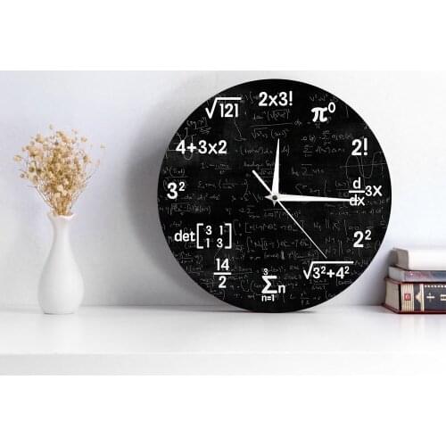 Mathematics Chalkboard Geek Wall Clock Math Equations and Notations Educational Gifts For Kids Teachers School Classroom Decor