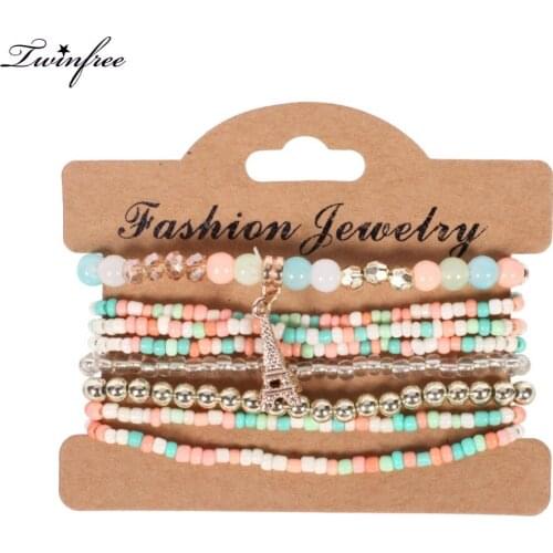 Fashion Korean Colorful Beads Chain Bracelet Multi-layer Bracelet Charming Bracelet Jewelry For Women Pulseira Feminina HY-2782