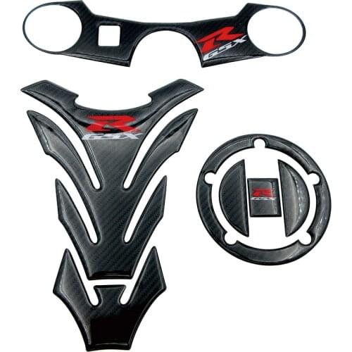 Motorcycle Carbon Fuel Tank Cap Sticker Tank Pad Fork Triple Tree Upper Clamp Decal For Suzuki GSXR1000 GSX-R1000 K5 2005 2006