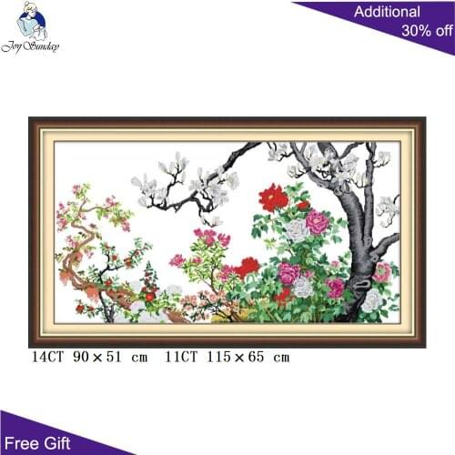 Joy Sunday Blossom Flowers H167(2) 14CT 11CT Stamped and Counted Home Decoration Flower Blooming Embroidery Cross Stitch Kits