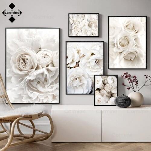 Peony Rose Flower Wall Art Nordic Wall Art Canvas Painting for Living Room Wall Art Poster Flowers Wall Pictures for Home Decor