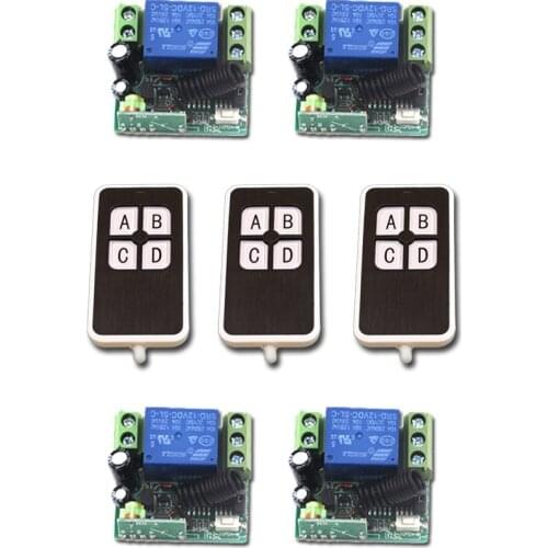 New DC12V Mini RF Wireless Remote Control Switch 4pcsTransmitter 1CH Relay Switches with 4pcs Receiver with 4Buttons Hot Sales
