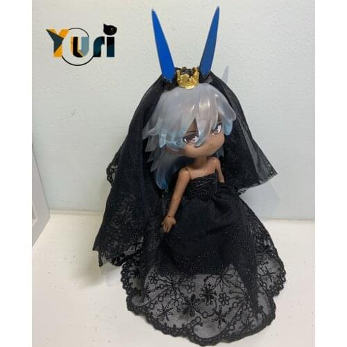 Original Doll Black Wedding Dress Clothes 1/12 BJD OB11 Size Clothing Suit Costume Figure Limit Cosplay Gift C