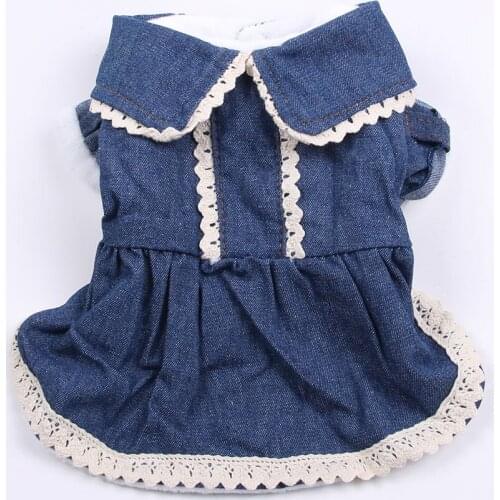 Dog Cat Jean Dress Hoodie For Pet Puppy Denim Coat Jacket Autumn/Winter Colthes Apparel