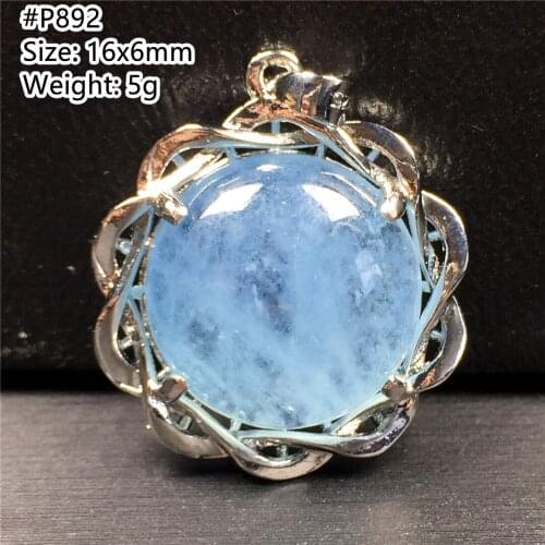 Genuine Natural Ocean Blue Aquamarine Stone Pendant Jewelry For Woman Man Healing Love Crystal Gift Beads Silver Gemstone AAAAA