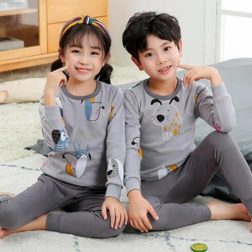 2021 Kids Cotton Pajamas Sets Winter Baby Girls Boys Clothes Cartoon Children Sleepwear Long Sleeve Tops Pants Kids Pyjamas Set