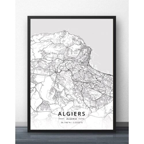 Algiers Algeria Map Poster