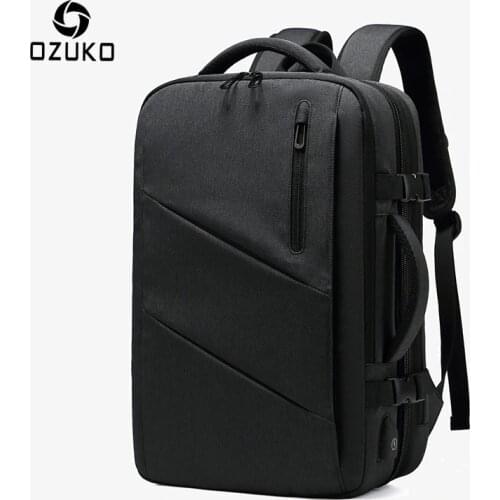 OZUKO Men Expandable Backpack Multifunctional 15.6 inch Laptop Backpacks Multi-layer Male USB Waterproof School Bag Mochila New