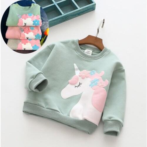 Unicorn Print Girls Boys Cute Sweatershirt Spring Cotton Children Clothes Kids Long Sleeve Tops Casual Clothes 2021 New