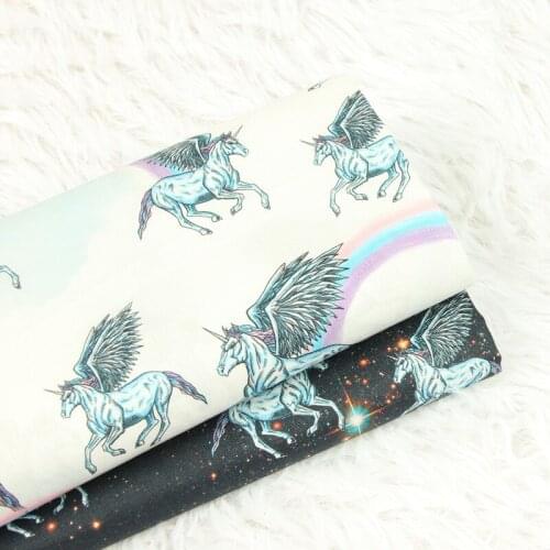 Half Meter Twill Fabric With Unicorn Print Handmade DIY Garment Dress Cloth 100% Cotton T822