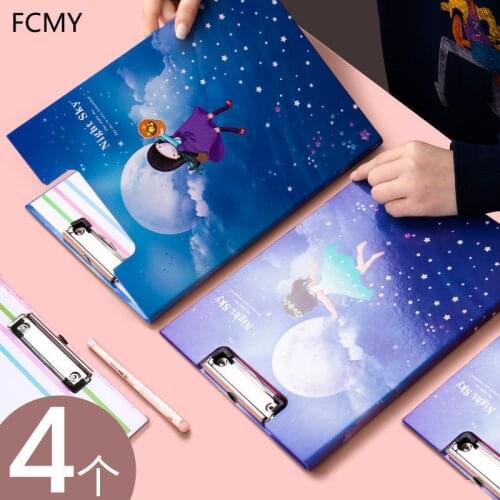 2021 Cute Cartoon A4 Paperboard Clip Document Board Clip Writing Pad Splint Thickened Multifunctional Student Office Stationery