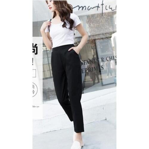 Style Side Zipper Womens Pants High Waist Black OL Office Work Lady Slim Feet Trousers 2021 female Fashion Pencil Pant
