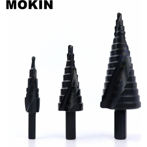 4-32mm Step Drill Bit Nitriding High Speed Steel Triangle Shank For Cone Hole Cutter Wood Metal Plastic Spiral Drill Bits