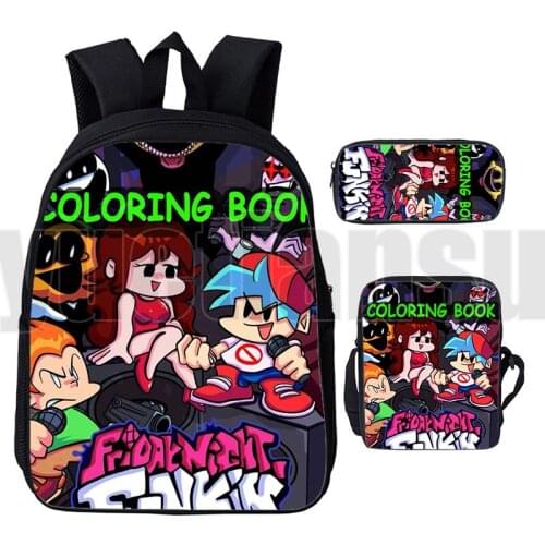 3D Friday Night Funkin Bag 3 Pcs/Set Anime Hot Game for Teenager Book Bag Travel Back Pack Men Women Harajuku School Backpack