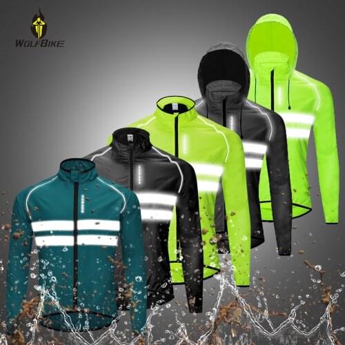 WOSAWE Reflective Windproof Cycling Jacket Men Waterproof MTB Bicycle High Visibility Rain Resistant Sports Coat Bike Jackets