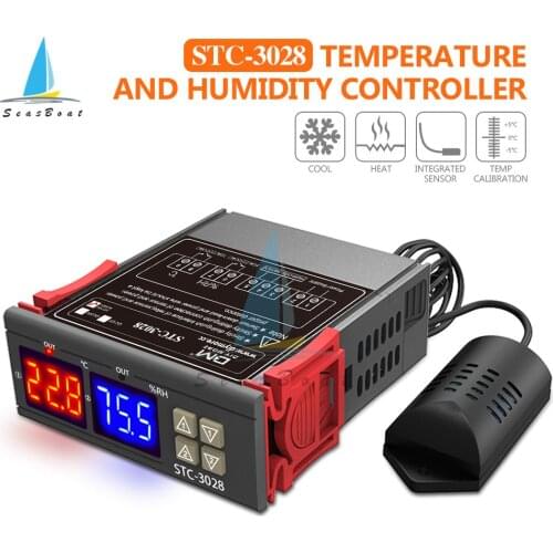 STC-3028 Digital Temperature Humidity Controller Home Fridge Thermostat Humidistat Thermometer Hygrometer Control Switch
