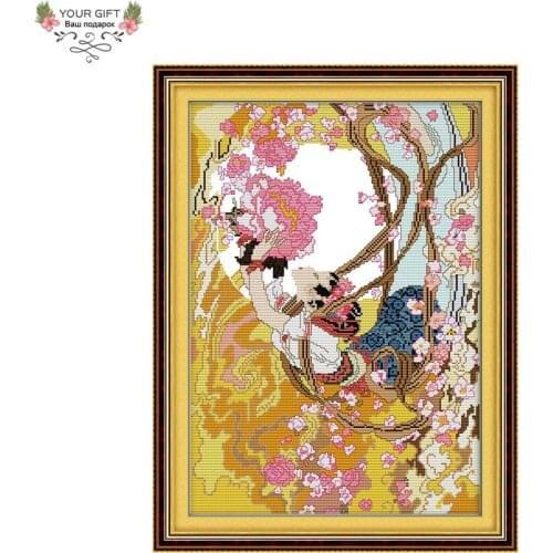 Joy Sunday Flying Dunhuang Home Decoration R306 Counted Stamped Chinese Fairy Needlework Embroidery Cross Stitch kit