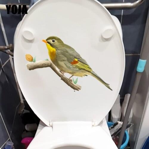 YOJA 24.1X15.7CM Bird On The Branch Classical Home Wall Stickers Mural Lovely Animal Toilet WC Decor T1-1545