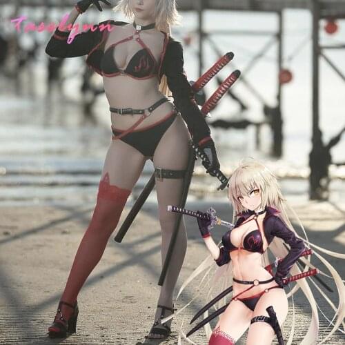 FGO Cosplay Costume Jeanne D'Arc Swimsuit Joan of Arc Cosplay Costume FGO Women Swimwear Bikini Halloween Costume for Girls