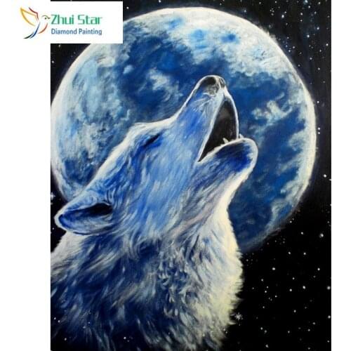 Zhui star 5d diy Diamond embroidery moon wolf diamond painting Cross Stitch full square drill Rhinestone mosaic home adorn