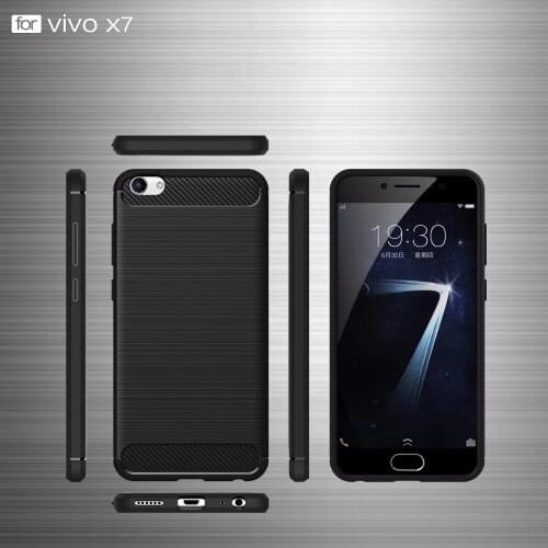 100pcs/lot,Phone cases for VIVO X7,carbon Fiber rugged armor TPU protective cover for VIVO X7,5.2 inch,ultra-thin,free shipping